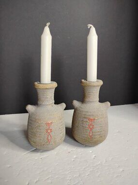 Jewish Clay Pot Candle Holders With Messianic Seal TBN Trinity Broadcasting
